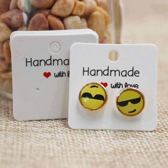 Feiluan Diy Thank you earring label tag card.Vintage kraft/white Handmade earring packing &display tag card 3*3cm 100pcs per lot 100cardaspic5