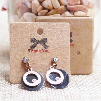 Feiluan Diy Thank you earring label tag card.Vintage kraft/white Handmade earring packing &display tag card 3*3cm 100pcs per lot 100cardaspic7