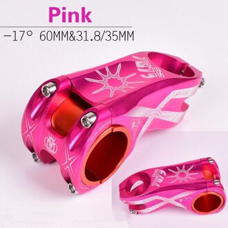 Felice Mtb Fiets Stuurpen Ultralight Fiets Stuur Riser-17 Graden 60 Mm Grote Wiel Diameter Xc/Am 31.8/35 Mm Felice roze