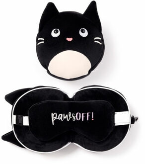 Feline Fine knuffel/reiskussen/slaapmasker - 2-in-1 set - voor kinderen