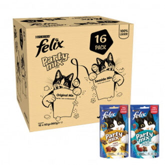 FELIX Cat Snacks Party Mix - Kattensnacks Original en Seaside - 16x60g
