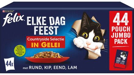 FELIX Elke Dag Feest Countryside Selectie - Kattenvoer - 44x85 gram - Rund - Kip - 3,74 kg