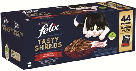 FELIX Heerlijke reepjes - Kattenvoer - 44x80 gram - Rund - Vis - 3,52 kg