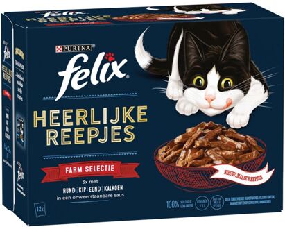 FELIX Heerlijke reepjes - Kattenvoer - Rund - Kip - 0,012 kg