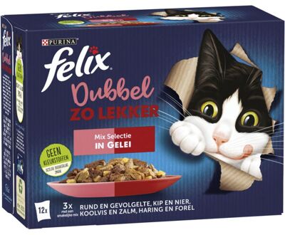 FELIX Mixed Selection - Kattenvoer - 12x85 gram - Rund - Zalm - 1,02 kg