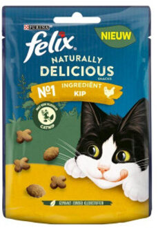 FELIX Naturally Delicious met kip en vleugje kattenkruid snacks 8 x 50 g