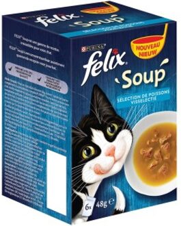FELIX Soup Vis - Kattensnacks - Tonijn - Kabeljauw - 6x48 gram