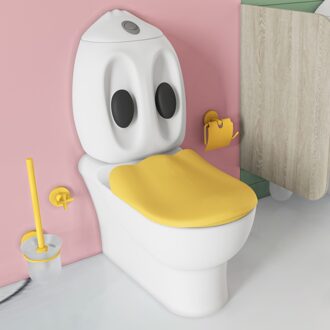 Feliz staand toilet wit met gele softclose zitting