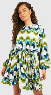 Felle Geo Print Godet Mini Jurk, Multi - 36