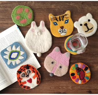 Felt Cup Coaster Cute Animal Coffee Mug Mat Table Placemat Heat Insulation Cartoon Dining Mat Home Decoration Kitchen Pot Pad