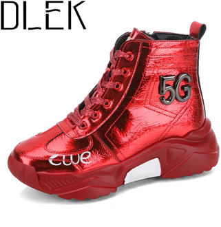 Female Height Increase Shoes Winter Wedges Chunky Waterproof Lace-Up Plush Black Sneakers Platform High Top Shoe Women Boots