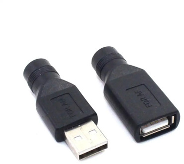 Female Jack To USB 2.0 Male Plug / Female Jack 5V DC Power Plugs Connector Adapter Laptop 5.5*2.1mm Black Color