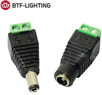 Female Male DC Connector 5.5x2.1mm Power Jack Adapter Plug for 3528 5050 5730 5630 3014 Single Color Led Strip light CCTV Camera