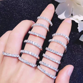 Female Stackable Finger Ring 925 Solid Silver Crystal Zircon Ring Wedding Band Promise Engagement Rings For Women Jewelry Gifts