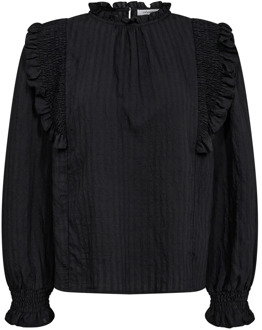 Feminine Smock Frill Blouse Zwart Co'Couture , Black , Dames - XS