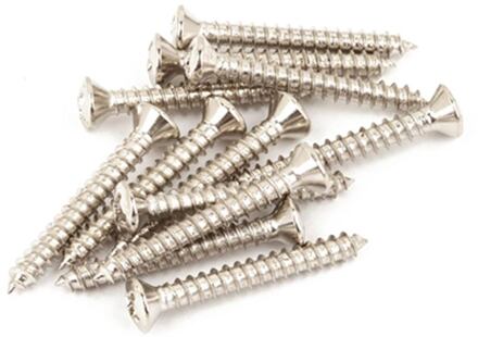 Fender 0015610049 bass bridge mounting screws, 5 x 1", chrome, 12 pcs
