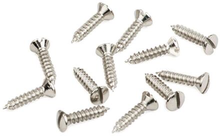 Fender 0018368049 pickguard/control plate mounting screws, '50s era Tele, 4 x 1/2 slotted, nickel, 12 pcs
