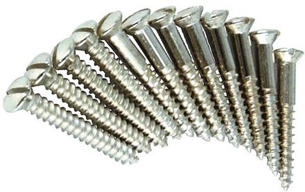 Fender 0018371049 bridge mounting screws, vintage '52 Tele, 6 x 1 slotted, nickel, 12 pcs