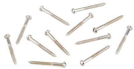 Fender 0018373049 neck pickup mounting screws, vintage Tele, 3 x 1 slotted, nickel, 12 pcs