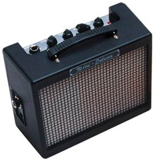 Fender 0234810000 miniatuur-versterker 'Mini Deluxe Amp' miniatuur-versterker 'Mini Deluxe Amp', plastic behuizing, 2W, 1x2"speakers
