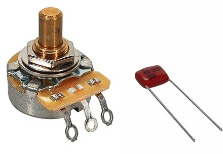 Fender 0990833000 250K No Load potentiometer, .375" length bushing, solid shaft, with .022mf capacitor