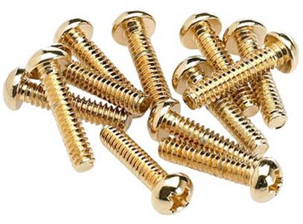 Fender 0994926000 pickup/selector switch mounting screws, Philips roundhead, gold, 12 pcs