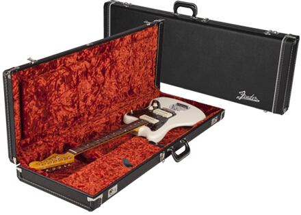 Fender 0996112406 deluxe koffer voor Jaguar / Jazzmaster / Toronado / Jagmaster deluxe koffer voor Jaguar / Jazzmaster / Toronado / Jagmaster, leer, zwart tolex & oranje pluche in