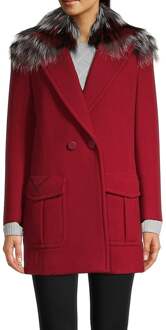 Fendi bontkraag wollen jas Rood - EU 36 / IT 40