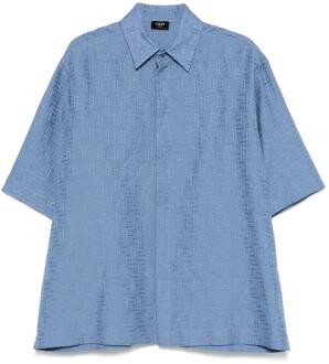 Fendi Cerulean Blauw Linnenmix Shirt Lichtblauw