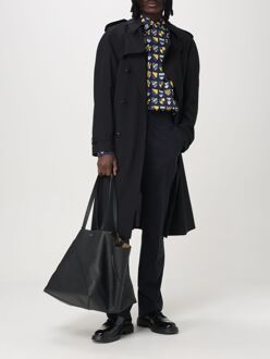 Fendi Crest Print Zijde Shirt Donkerblauw