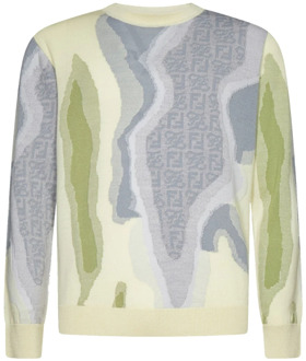 Fendi Earth Sweater met Iconische Motieven Fendi , Multicolor , Heren - Xl,L,M