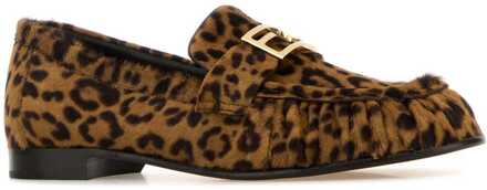 Fendi Geprinte Kalverenhaar Baguette Loafers Bruin - EU 41