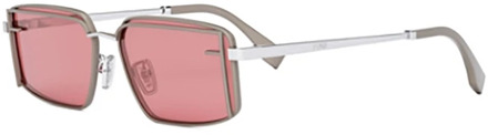 Fendi Glamoureuze zonnebril met bordeaux lenzen Fendi , Gray , Unisex - 53 MM