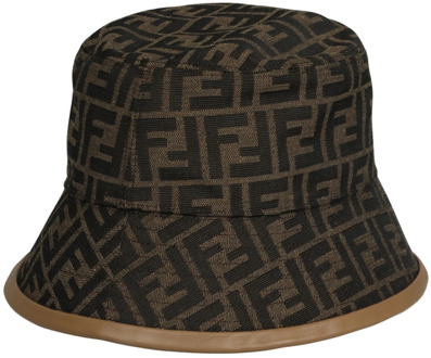 Fendi Jacquard Bucket Hat Fendi , Brown , Heren - L,M,S