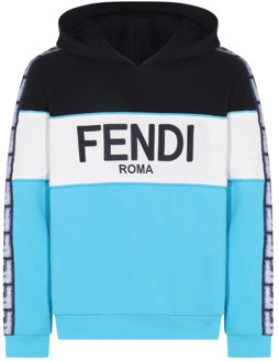 Fendi Logo Hoodie Fendi , Blue , Heren - L