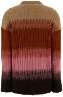 Fendi Multicolor Stretch Mohair Blend Cardigan Bruin - EU 36 / UK 8