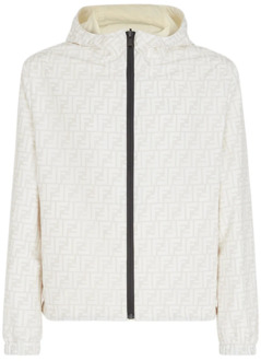 Fendi Omkeerbare witte nylon jas met capuchon Fendi , White , Heren - M,S