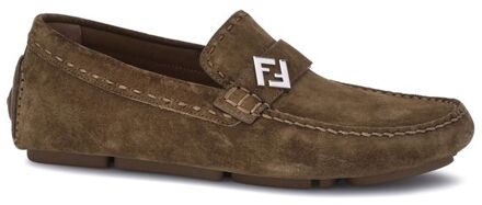 Fendi Suède leren instappers Bruin