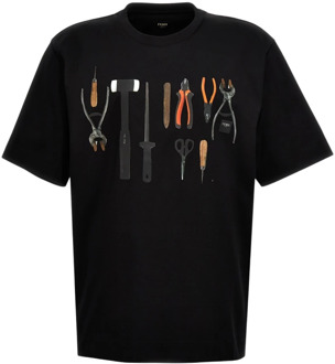 Fendi T-Shirts Fendi , Black , Heren - S