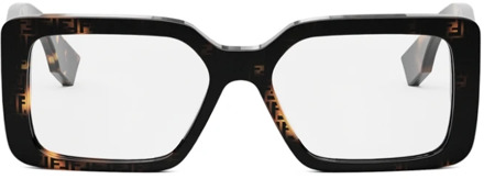 Fendi Vierkante acetaat zonnebril met gouden FF-logo Fendi , Brown , Unisex - 53 MM