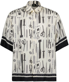 Fendi Zijden Overhemd met Contrastbies Fendi , Multicolor , Heren - L,M