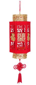 Feng Shui 2 Stuks Chinese Jaar Rode Lantaarn Paleis Opknoping Lantaarn Decoratie Ox Goud Fu Benodigdheden Voor Buiten indoorsW4424 W4424-L-2stk