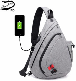 Fengdong male crossbody bag man sling chest bag usb charge messenger bag one shoulder bags for men sports bag with earphone jack