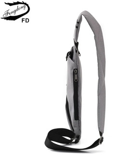 Fengdong ultra thin anti theft chest bag small cross body bags reflective strip mini messenger bag men shoulder sport bag pack
