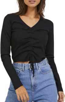 Fenja Rib Cropped Shirt Dames zwart - XL