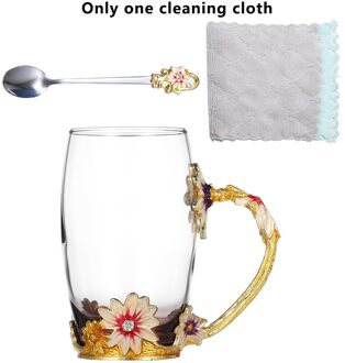 Fenkicyen Emaille Glas Cup Rood Blauw Rose Bloem Koffie Cup Wijn Cocktail Glazen Thee Mok Met Lepel Voor Minnaar 320-350Ml 1Pc koffie Daisy-350ml