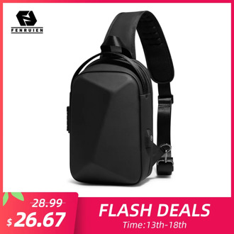 Fenruien 2020 Men's Bag Shoulder Bag Multifunction Anti-theft Waterproof Male Crossbody Cags Short Trip Chest Pack USB Charging