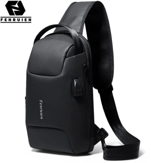 Fenruien 2020 New Men Multifunctional Chest Bag TSA Anti-Theft Large Capacity Shoulder Bag USB Charging Waterproof Crossbody Bag