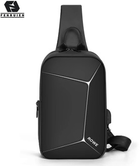 Fenruien Men Crossbody Bag Anti-thief Male Shoulder Bag 7.9 Inch iPad Waterproof Chest Pack USB Charging Large Capacity Male Bag