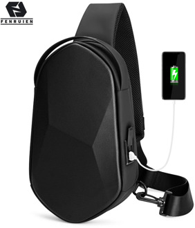 Fenruien Men Shoulder Bags Black USB Charging Crossbody Bags Water Repellent Casual Travel Messenger Bag Male 2020 New Arrival
